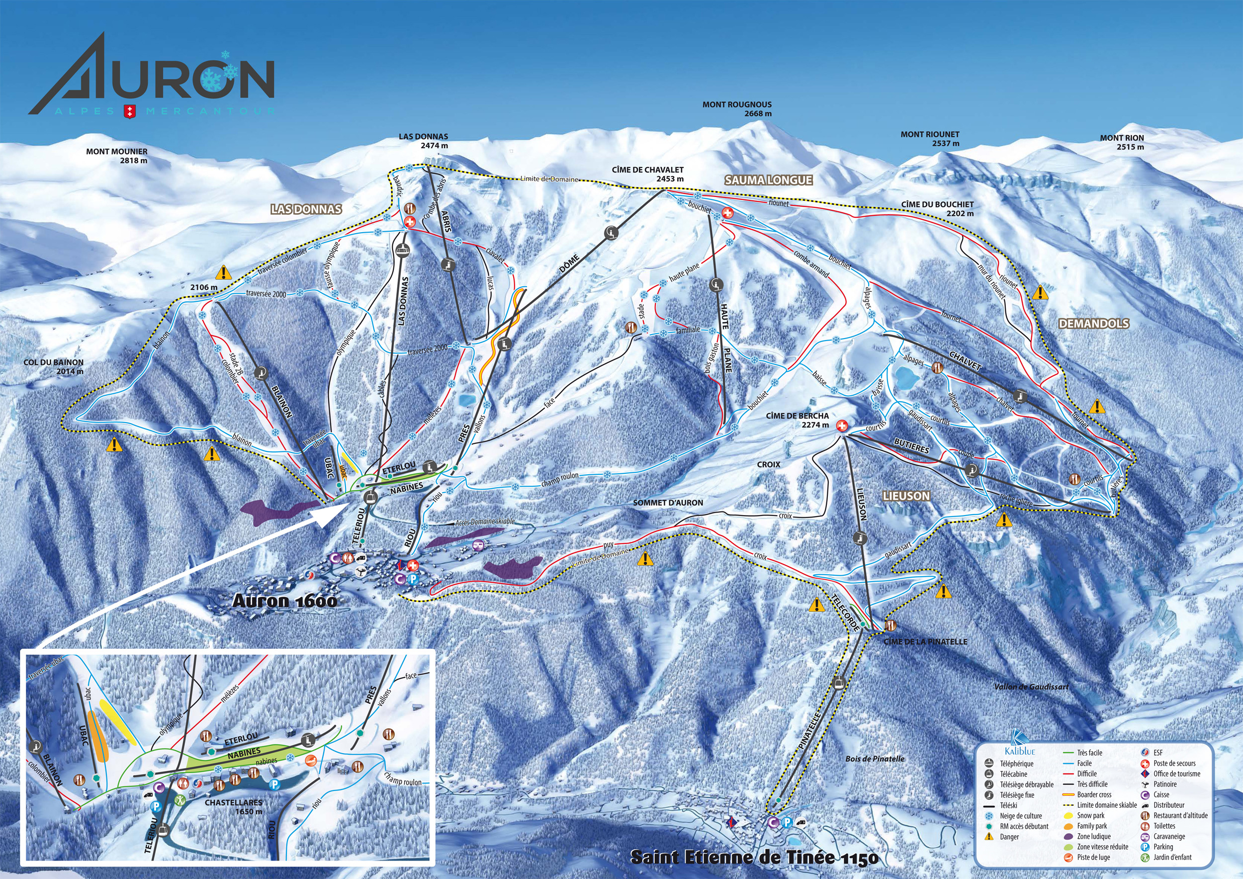 Le plan des pistes de la station d'Auron